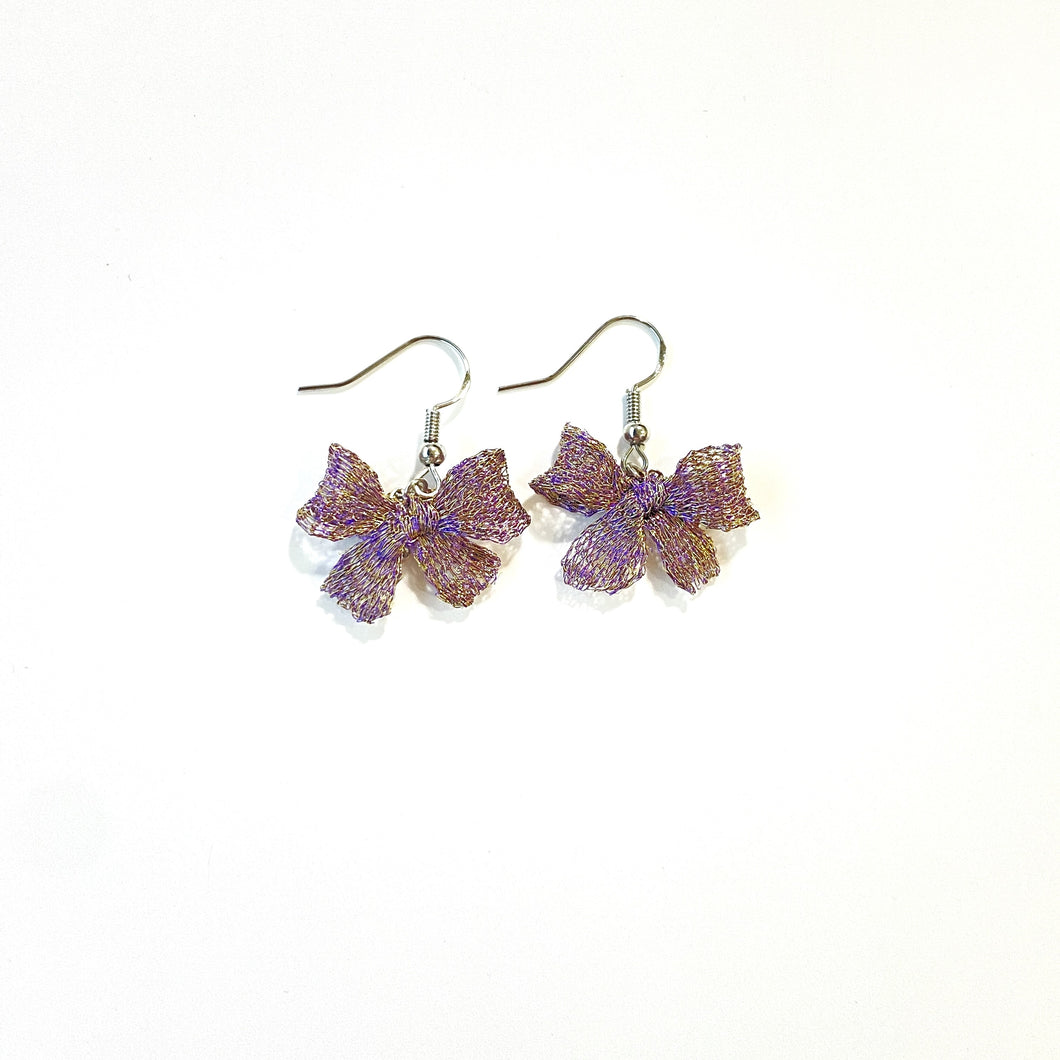 Bow Earrings (Golden Purple) 紫金色蝴蝶結耳環
