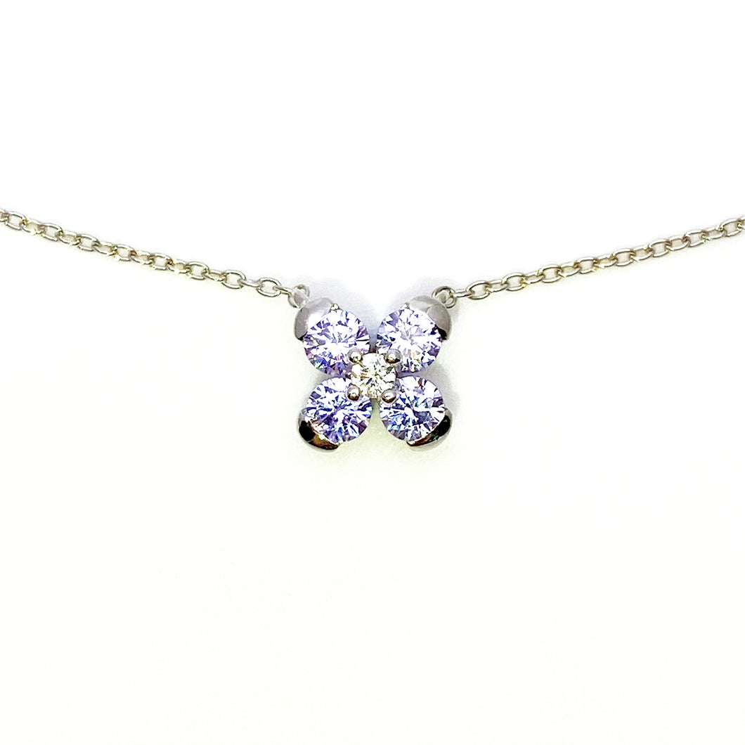 Lavender Sweet Alyssum White Gold Necklace