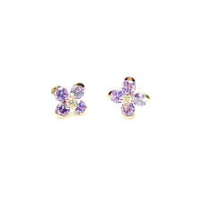 Lavender Sweet Alyssum White Gold Earrings