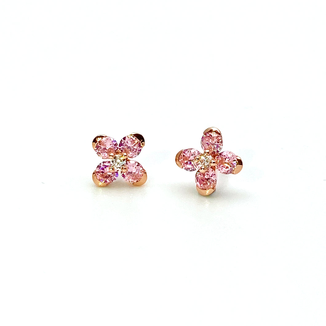 Pink Sweet Alyssum Rose Gold Earrings