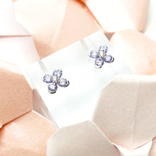 Lavender Sweet Alyssum White Gold Earrings