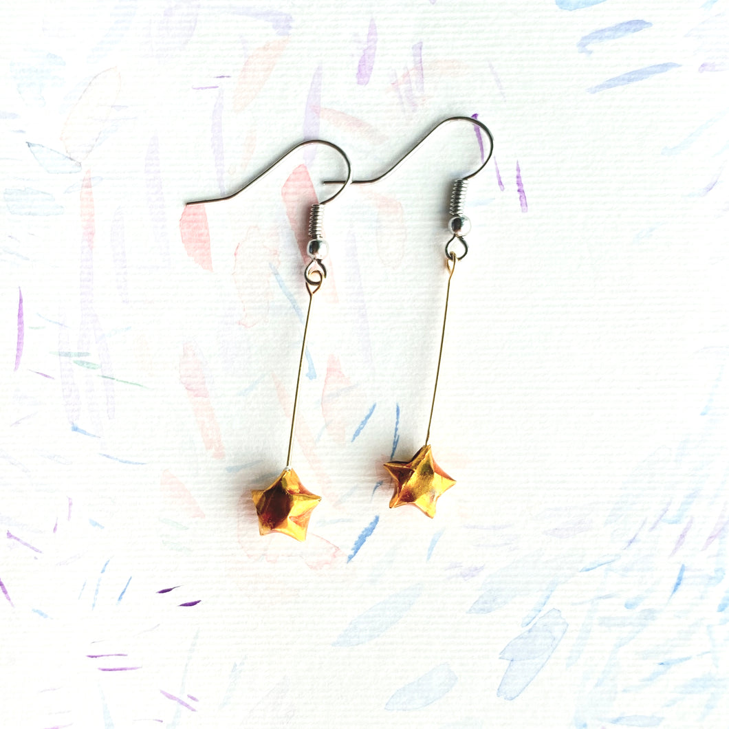 Shooting Star Earrings/ Ear Clips (Gold)