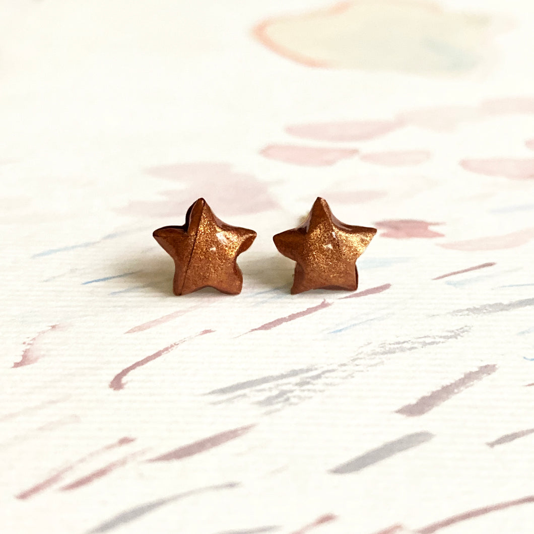 摺紙幸運星925耳環(銅) Lucky Star Earrings (Copper)