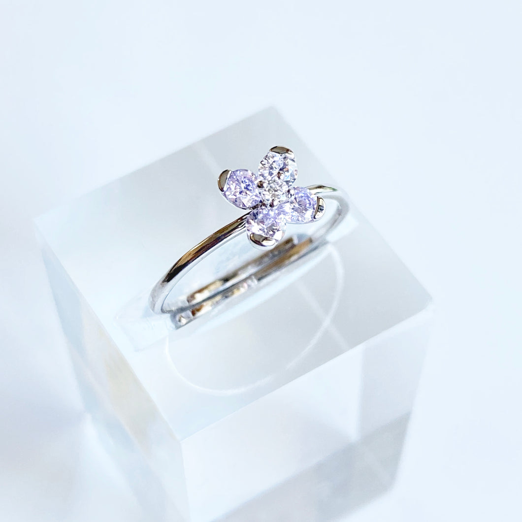Lavender Sweet Alyssum White Gold Ring