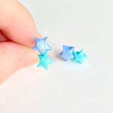 雙福星耳環(淡藍色+湖綠色)