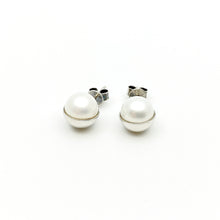 Half Moon Natural Pearl Silver Earrings