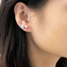 Double Lucky Star Earrings (Pink+Blue)