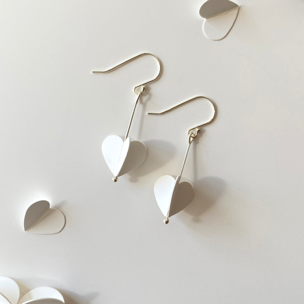 White Collection | HEART Silver Earrings/ Ear Clips