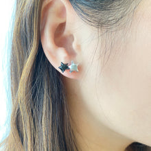 Double Lucky Star Earrings (Silver + Black)