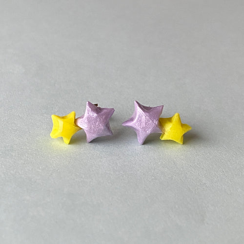 雙福星耳環 (粉紅色+淡紫色)