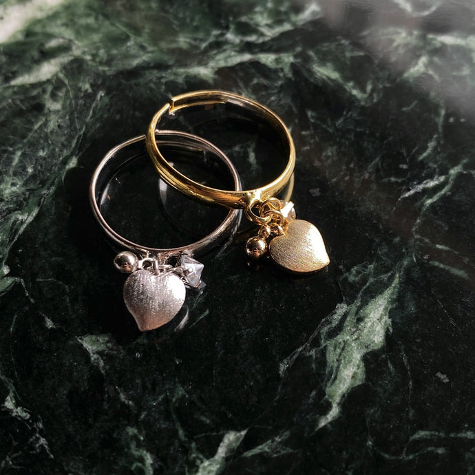 Love Heart Ring 小愛心晶鑽戒指 (Matt Gold/Silver)