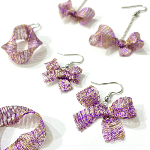 Bow Earrings (Golden Lavender)