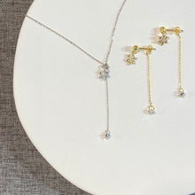 Snowflakes White/Yellow Gold 925 Earrings