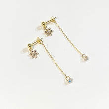 Snowflakes White/Yellow Gold 925 Earrings