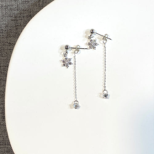 Snowflakes White/Yellow Gold 925 Earrings