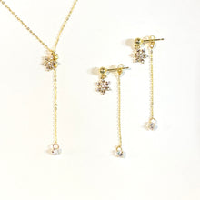 Snowflakes White/Yellow Gold 925 Earrings