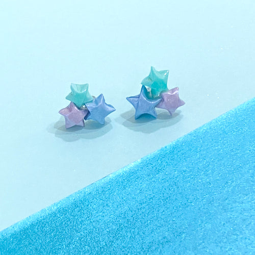 Triple Lucky Star Earrings (Water Lilies)