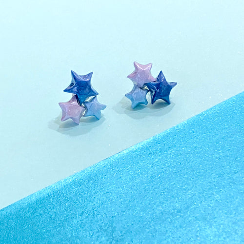 Triple Lucky Star Earrings (Star Dust)