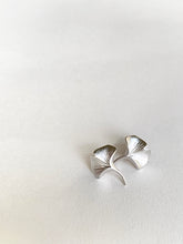 Ginkgo Matt White Gold Stud Earrings