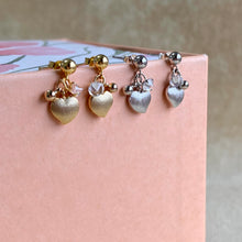 Love Heart Earrings (Matt Gold/Silver)