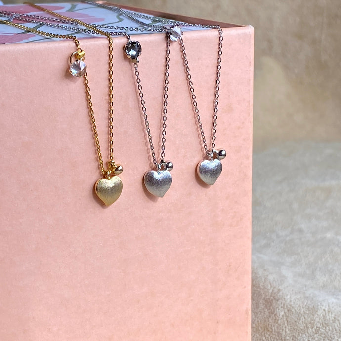 Love Heart Necklace (Matt Gold/Silver)