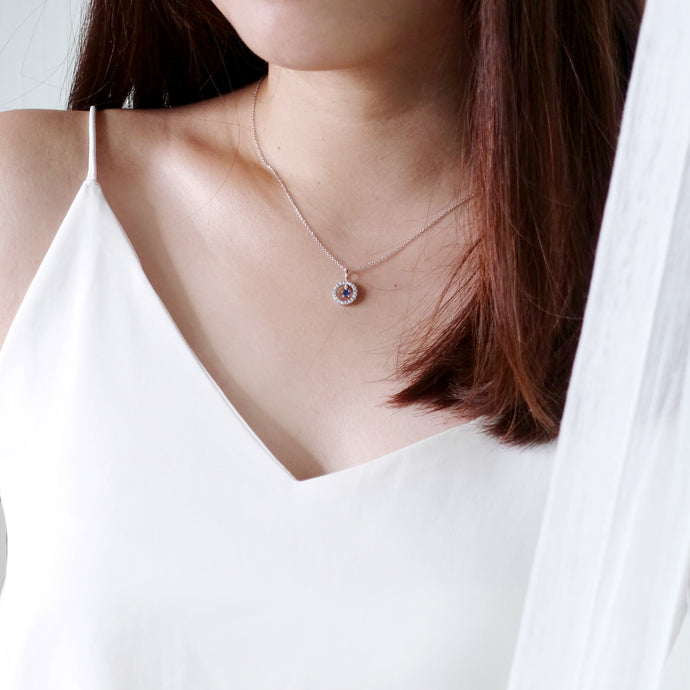 Precious Stone Calming Blue Silver Necklace