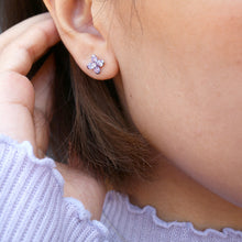 Lavender Sweet Alyssum White Gold Earrings