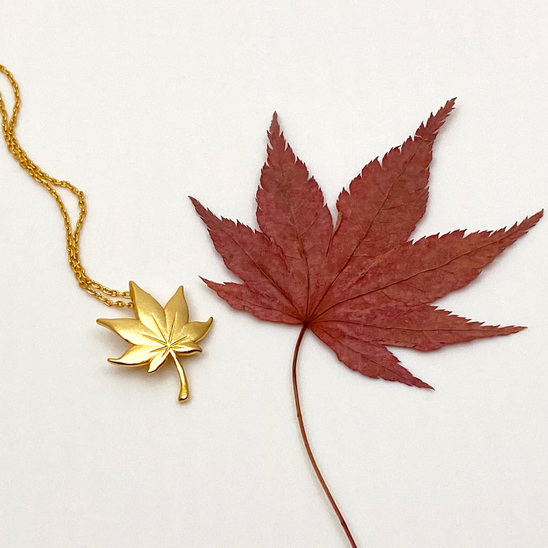楓葉 楓木18K 金項鍊– paper diamond