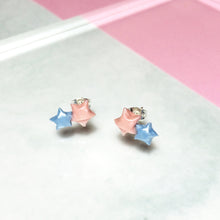 Double Lucky Star Earrings (Pink+Blue)