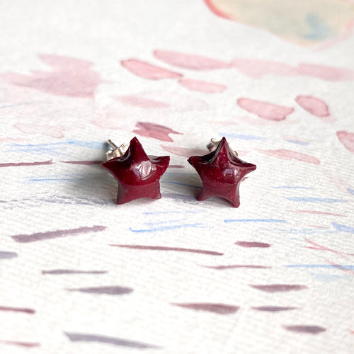 Lucky Star Earrings (Wine Red)