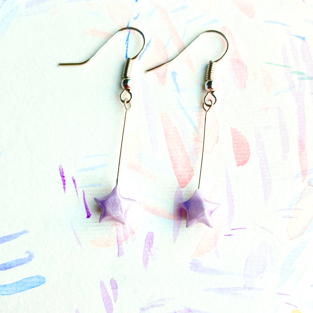 Shooting Star Earrings/ Ear Clips (Lavender)