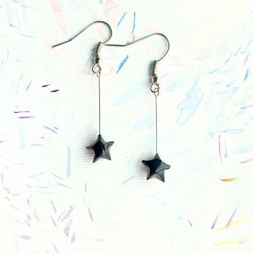 Shooting Star Earrings/ Ear Clips (Black)
