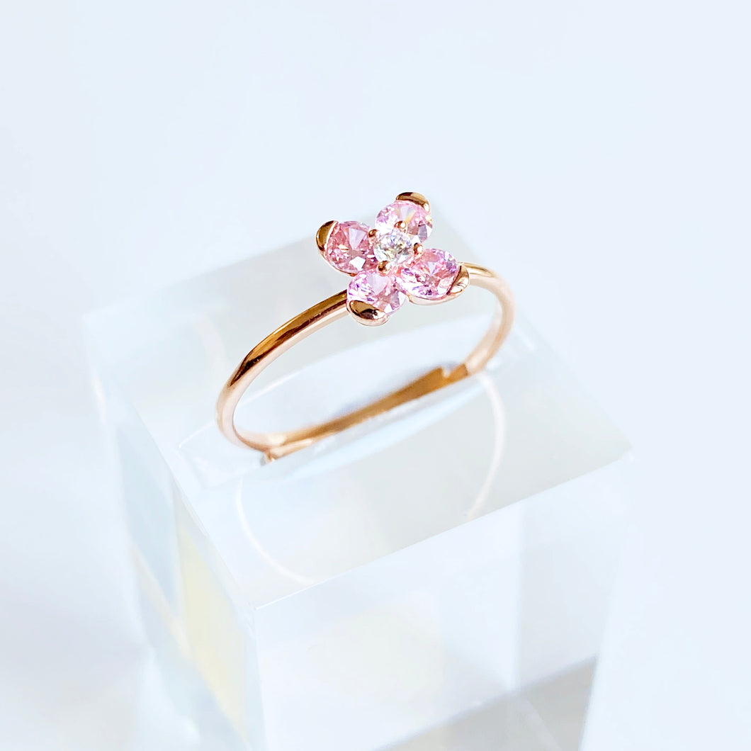 Pink Sweet Alyssum Rose Gold Ring