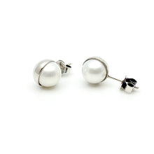 Half Moon Natural Pearl Silver Earrings