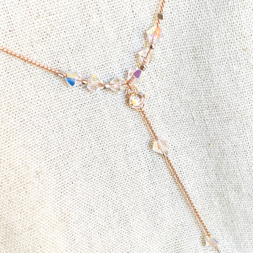 Antique Swarovski Crystal Rose Gold Necklace