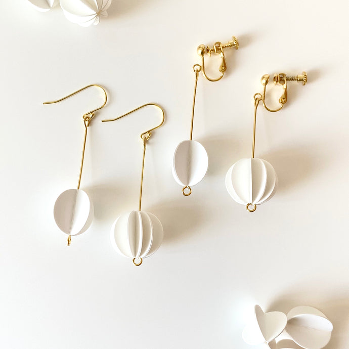 White Collection | ROUND Asymmetric Silver Earrings/ Ear Clips