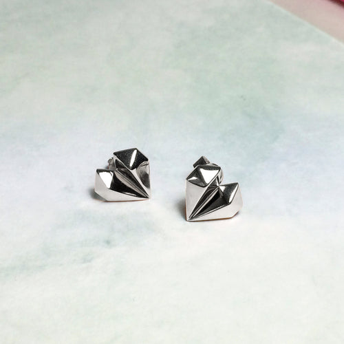 Diamond Heart 18K White Gold Earrings