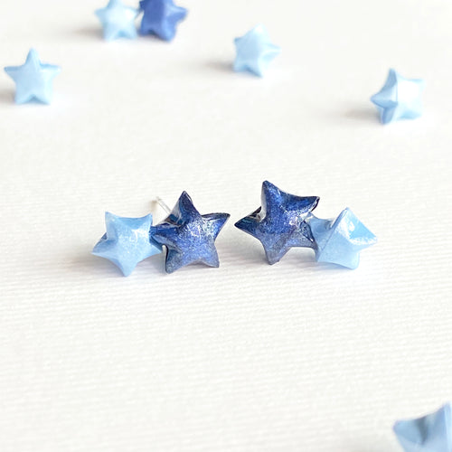 Double Lucky Star Earrings (Space Blue + Blue)